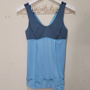 Lululemon Tame Me Blue Stripe Workout Tank